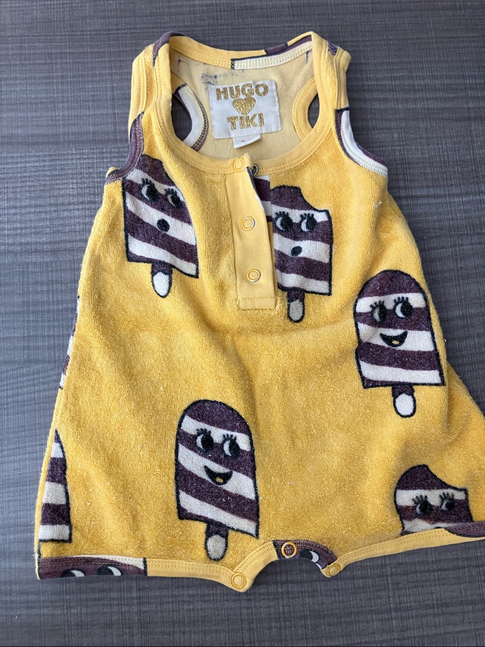 Hugo Tiki Yellow Popsicle Terry One-Piece Bodysuit